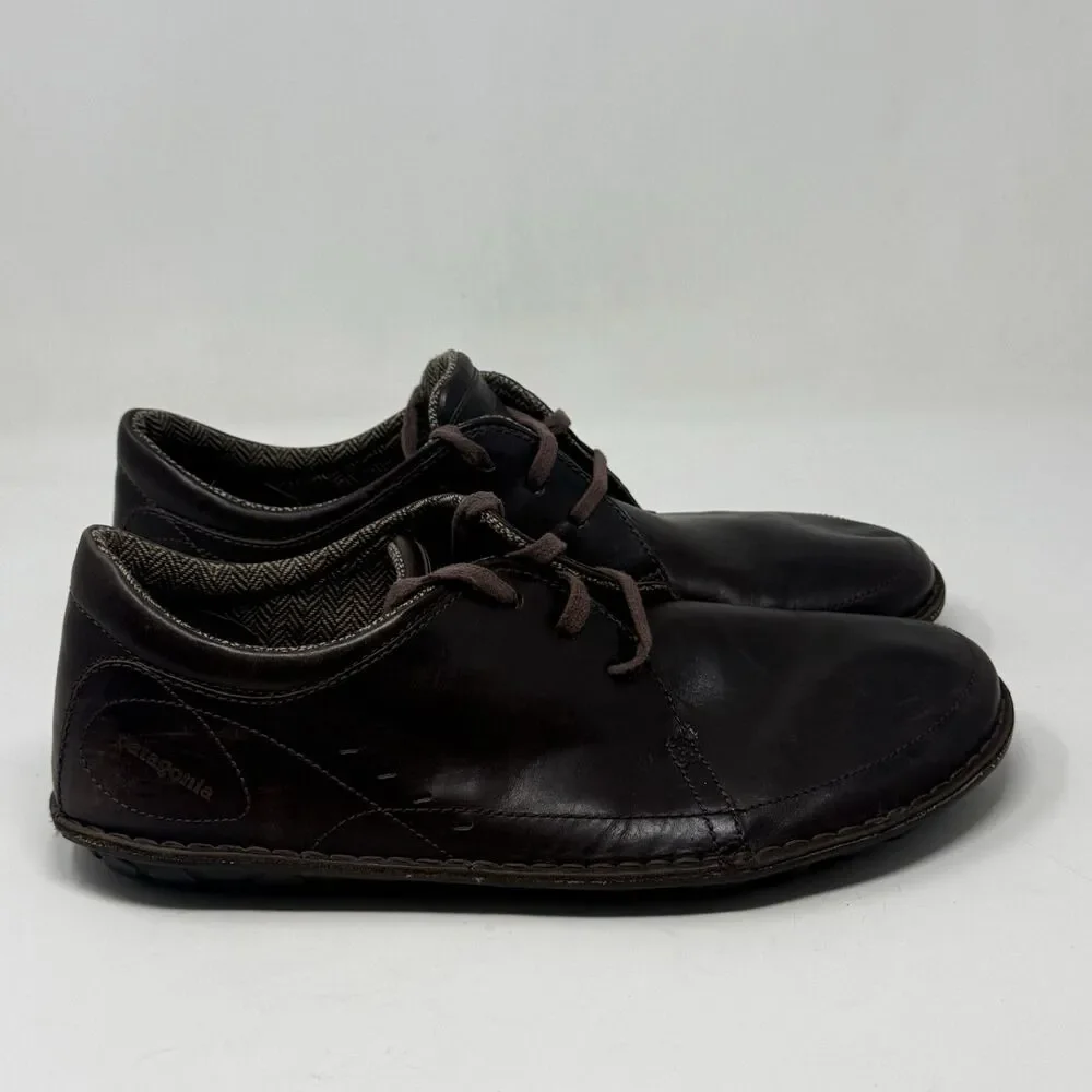 Patagonia Loulu Shoes Mens 14 Brown Leather Outdoor Walking Minimalist Lace Up